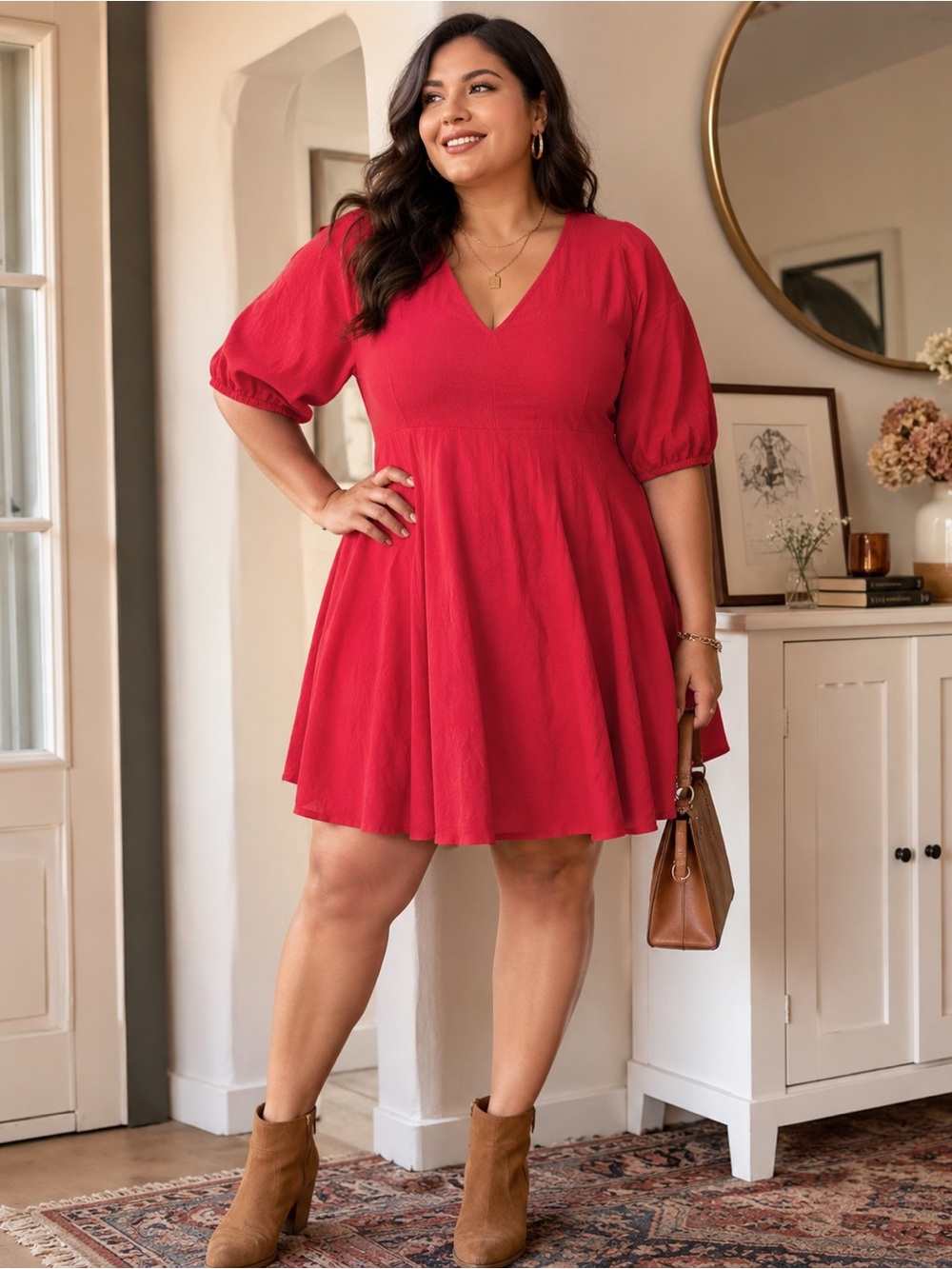 Universal Thread Red Puff Sleeve Mini Dress XXL NWT